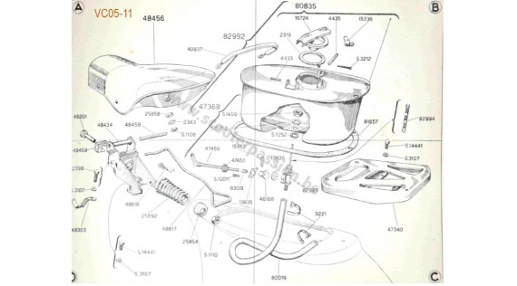 Selle avant, réservoir, robinet