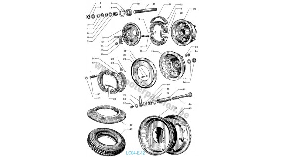 Lambretta E remmen en wielen