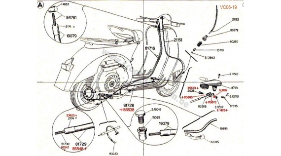 Gaines, câbles, serres-câbles et pédale de frein 