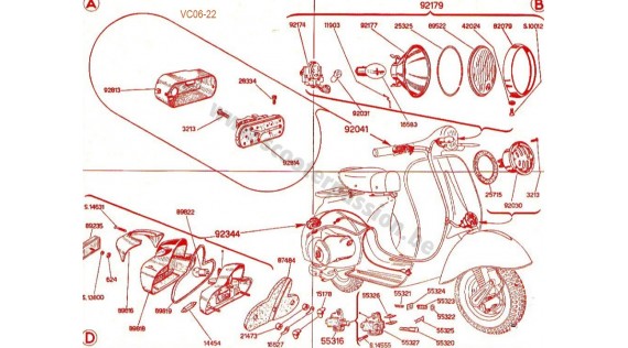 Phare, feu, commutateur, klaxon SANS batterie - VNB2