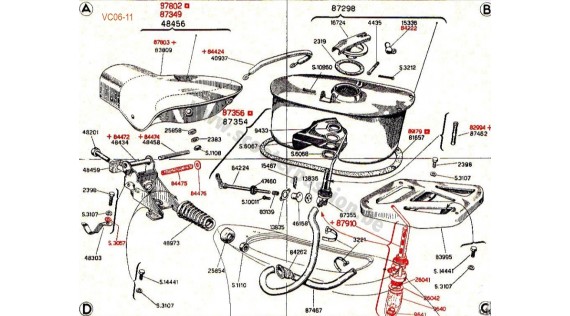 Réservoir, robinet, selle avant et porte-paquet