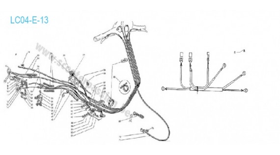 Lambretta E elektrische kabelboom, mantels en kabels