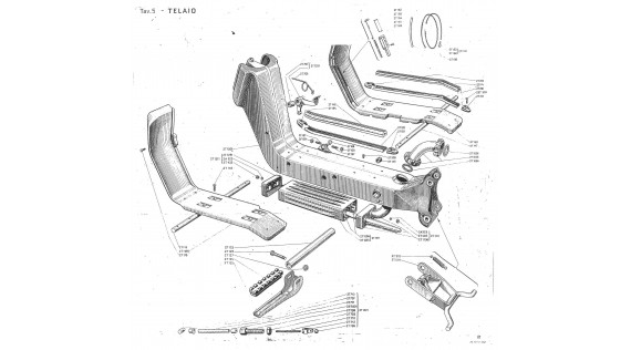 Châssis, carrosserie, béquille et échappement Lambretta A