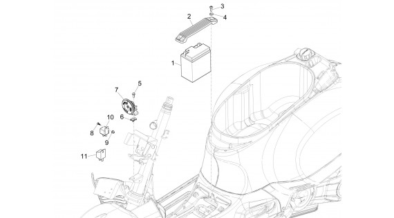 Batterie, klaxon et relais