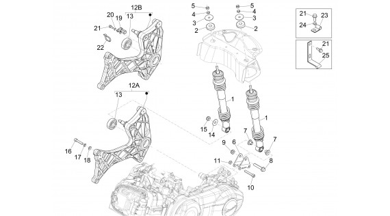 Amortisseur arrière et bras oscillant latéral 