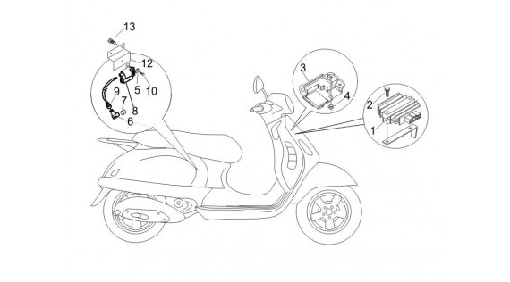 Régulateur, bobine haute tension et relais pompe à eau 