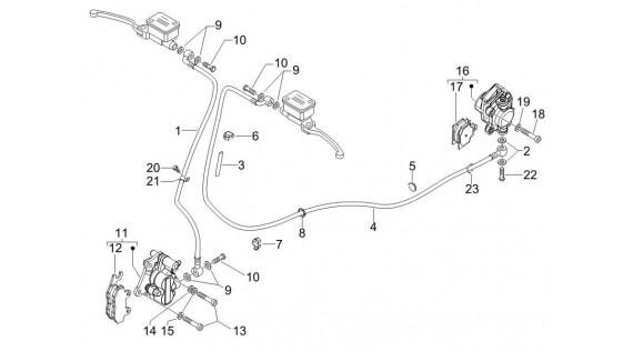 Conduites et étrier de freinage 