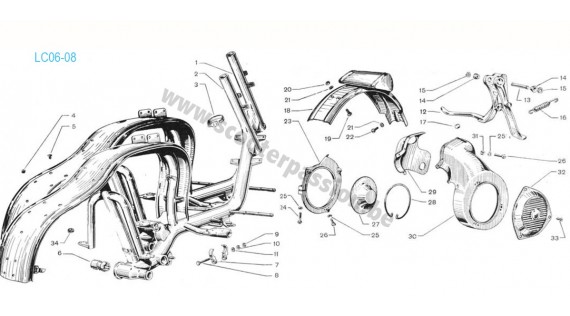 Châssis, carrosserie et béquille - Modèle LD