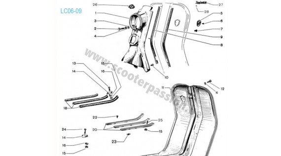 Tablier, baguettes de plancher et emblème - Modèle LD