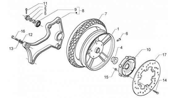 Roue arrière et bras oscillant latéral