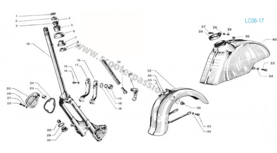 Fourche, garde-boue et suspension avant