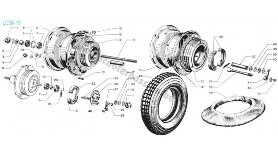Moyeux, freins et roues
