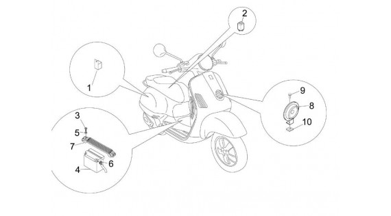 Batterie, klaxon et relais