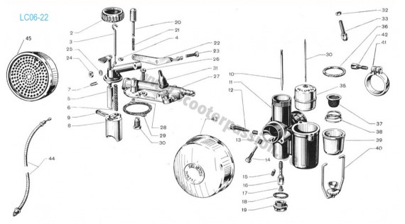 Carburateur  Lambretta 125 D, LD 125 1952 à 1954 