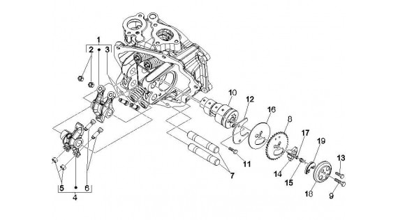 Arbre à cames et culbuteurs