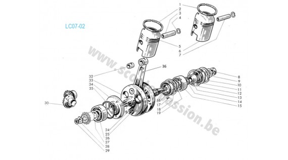Roulements, vilebrequin et piston