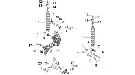 Amortisseurs arrière et bras oscillant latéral 