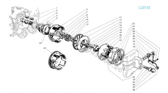 Embrayage Lambretta 150 D, LD 1954 à 1956, 125 LD 1956, 125-150 LD 1957