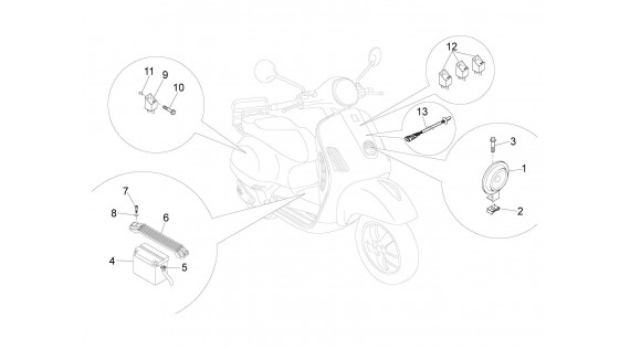 Batterie, klaxon et relais 