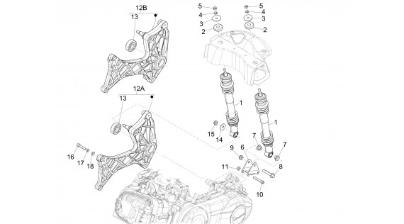 Amortisseur arrière et bras oscillant latéral 