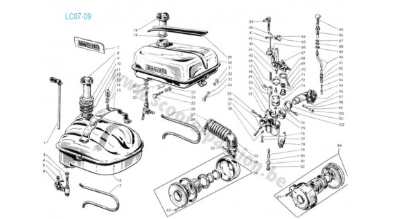 Réservoir, carburateur et robinet