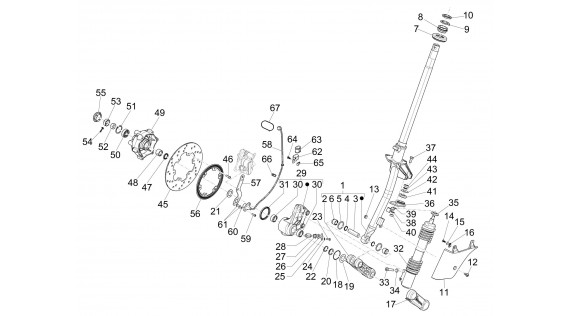 Fourche, suspension, roues et freins