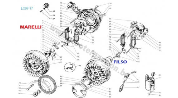 Allumage Lambretta 150 D, LD 1954 à 1956, 125 LD 1956, 125-150 LD 1957
