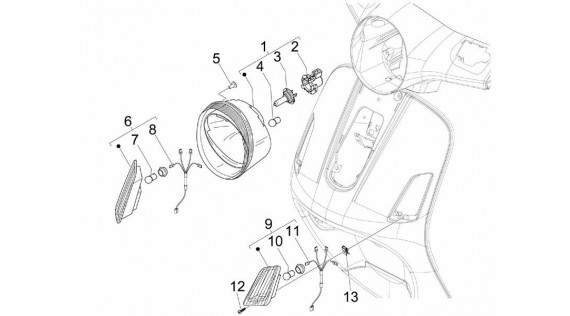 Phare avant  et clignoteurs 