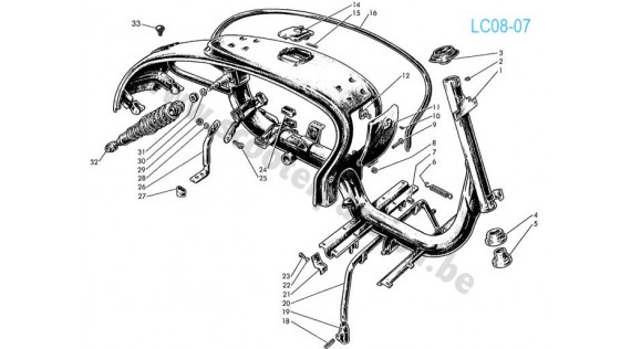 Châssis, amortisseur arrière et béquille Lambretta TV 175