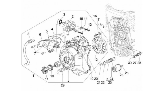 Pompe à eau et filtre à huile 