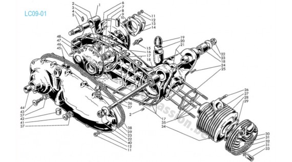 Carter et groupe thermique  Lambretta Serie 1 LI 125-150