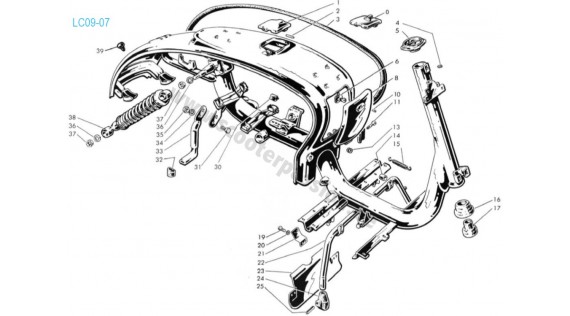 Châssis, amortisseur arrière et béquille  Lambretta Serie 1 LI 125-150