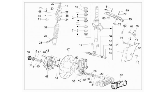 Fourche, suspension, roues et freins 