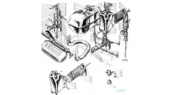 Réservoir, échappement et carburateur