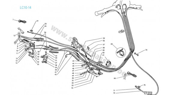 Gaines, câbles, fixation et pédale de frein arrière