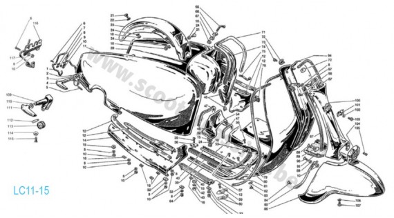 Carrosserie Lambretta Serie 3 LI 125-150, Special, TV175, SX 150-200