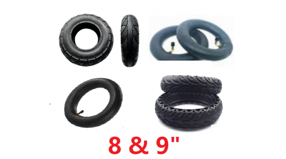 Pneus et chambres à air 8" à 9" trottinettes électriques 