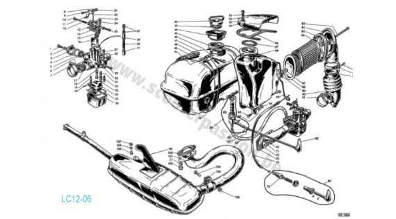  Réservoir, échappement et carburateur