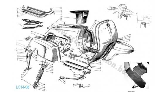 Carrosserie, amortisseur arrière, béquille et serrures