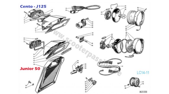 Phares, commutateur, klaxon, faisceau et boîtier de connexion
