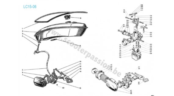 Réservoir, carburateur et robinet