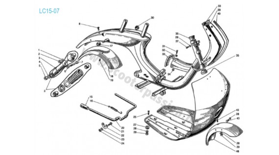 Carrosserie, châssis, amortisseur arrière et béquille