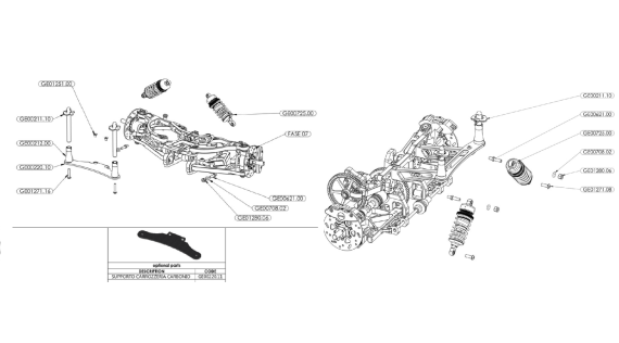 Vooraan carrosserie steun en voor en achtershockdemper rc auto Genius XR4 1/5