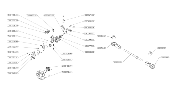 Etrier de frein avant, fusées avant et barres de direction voiture rc Genius XR4