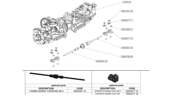 Barre de torsion arrière voiture rc 1/5 Genius XR4