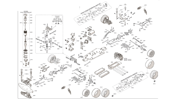 Onderdelen rc auto's HOBAO VTE, GTB