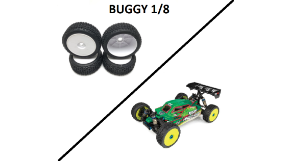  OFF ROAD BUGGY 1/8 banden en gelijmde en gemonteerde sets