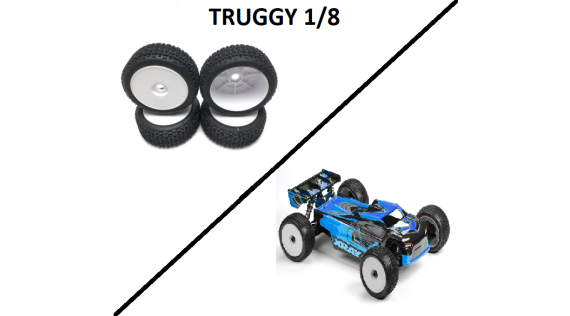Pneus montés collés OFF ROAD TT 1/8 TRUGGY