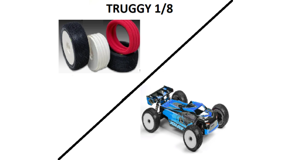Banden, insert en velgen OFF RAOD 1/8 TRUGGY rc