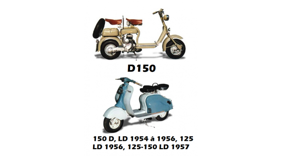 LAMBRETTA 150 D,  LD 1954 à 1956,  125 LD 1956,  125-150  LD 1957
